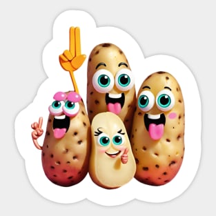 The crazy potato family and the finger obsession Sticker